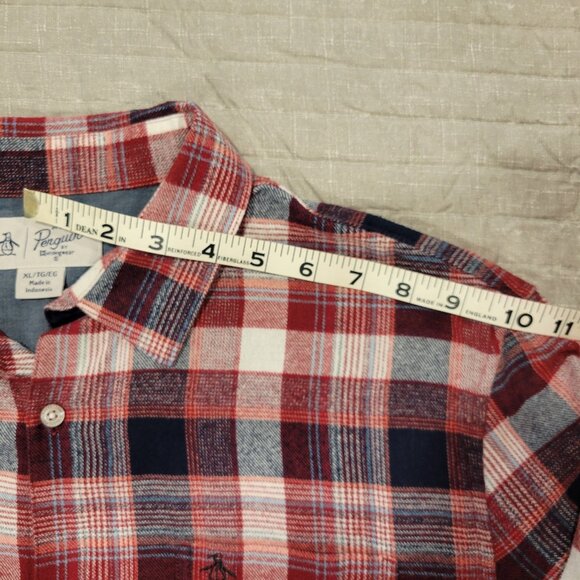 Penguin Flannel Shirt made for Perry Ellis, XL, Red Plaid - Picture 5 of 7